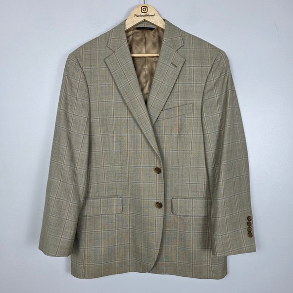Brooks Brothers Madison Fit Plaid Wool Windowpane Sport Coat Blazer Mens 42S